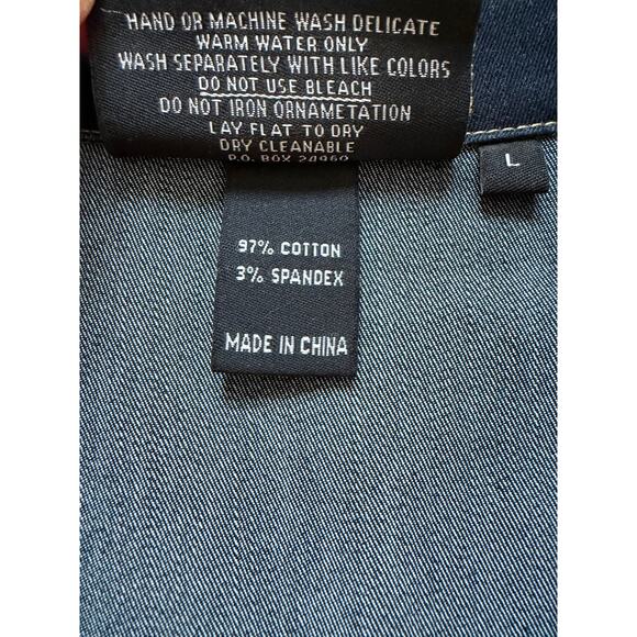 Christine Alexander Blue Denim Jacket Embellished Swarovski Crystal Rhinestones - Picture 8 of 10